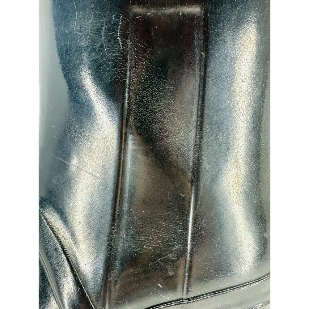 Hunter Women's Kellan Mid Black Glossy Rubber Wedge Rain Boots Size 8 SEE PHOTOS